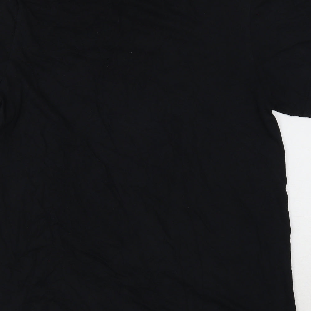 Gildan Womens Black Cotton Basic T-Shirt Size M Round Neck