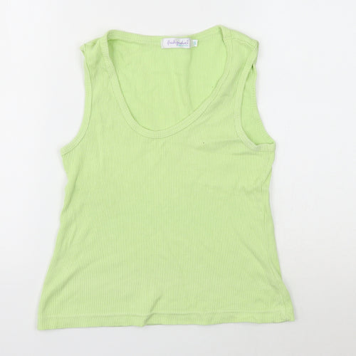 Fresh Produce Womens Green Cotton Basic Tank Size S Scoop Neck