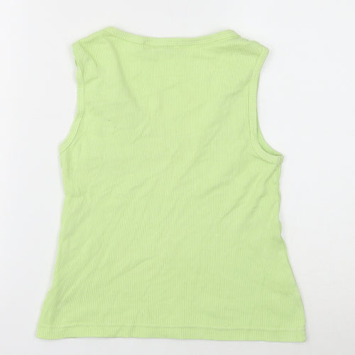 Fresh Produce Womens Green Cotton Basic Tank Size S Scoop Neck