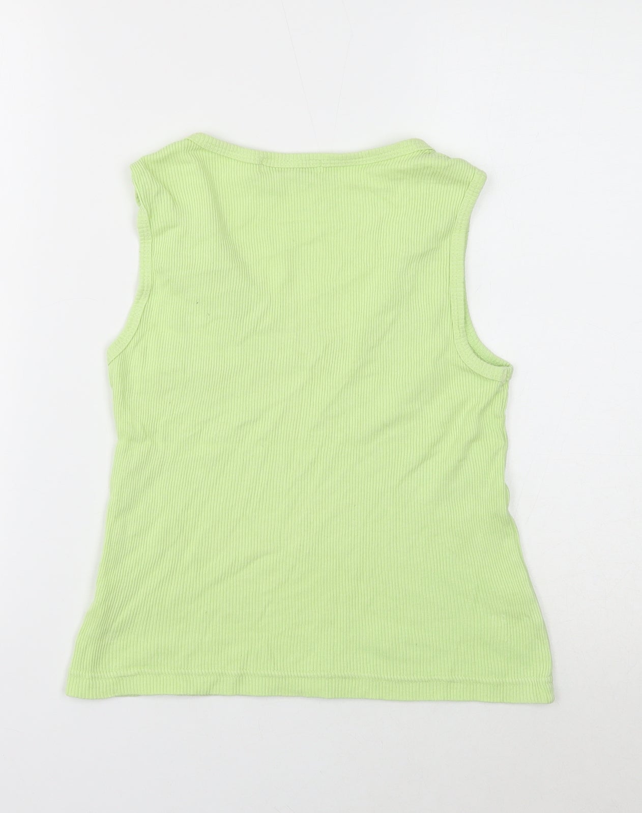 Fresh Produce Womens Green Cotton Basic Tank Size S Scoop Neck