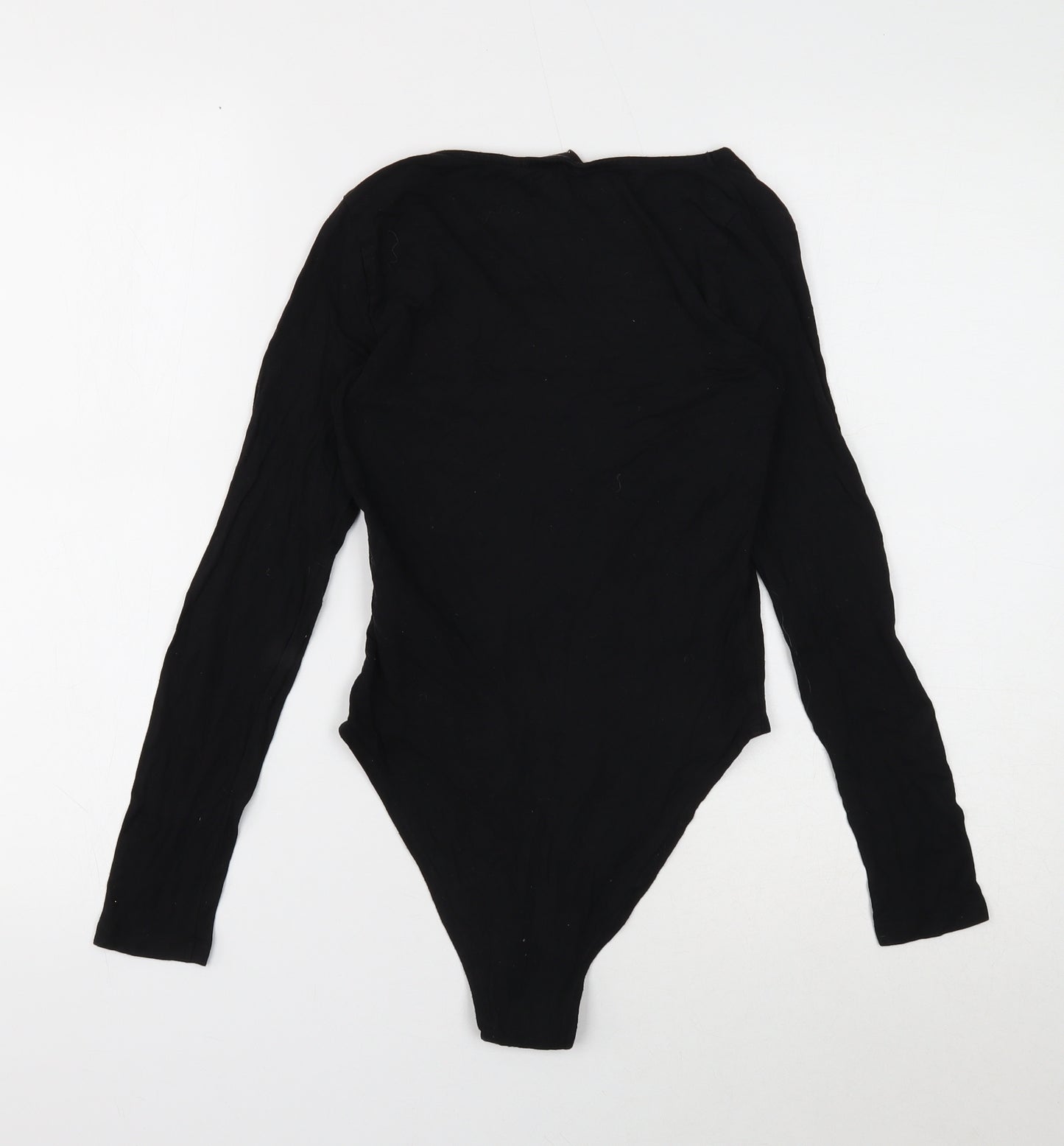 New Look Womens Black Viscose Bodysuit One-Piece Size 8 Snap