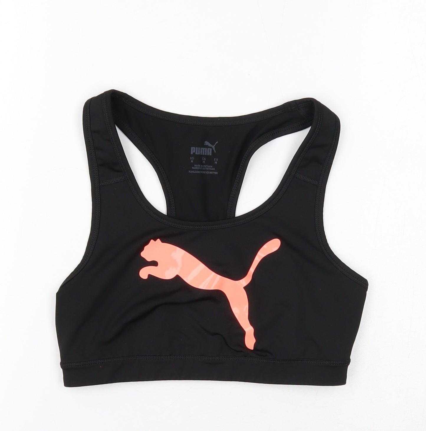 PUMA Womens Black Polyester Cropped Tank Size 12 Scoop Neck Pullover - Sports Bra