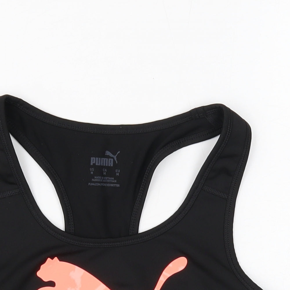 PUMA Womens Black Polyester Cropped Tank Size 12 Scoop Neck Pullover - Sports Bra