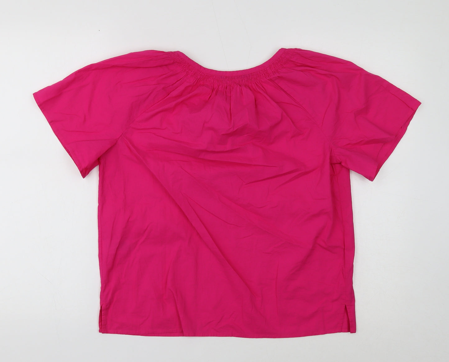 Marks and Spencer Womens Pink Cotton Basic T-Shirt Size 6 Round Neck