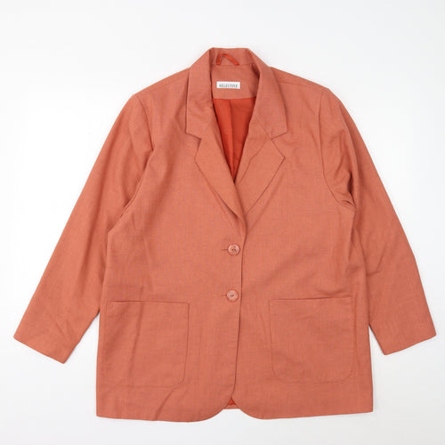 Selective Womens Brown Polyester Jacket Blazer Size 16