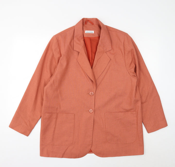 Selective Womens Brown Polyester Jacket Blazer Size 16