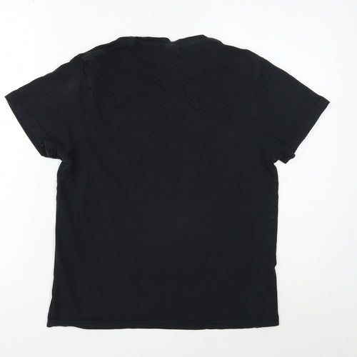 Uneek Womens Black Cotton Basic T-Shirt Size S Round Neck