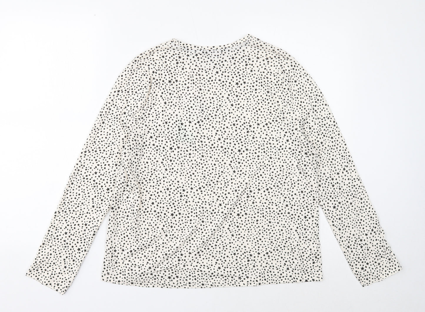 TU Womens White Round Neck Polka Dot Cotton Pullover Jumper Size 10