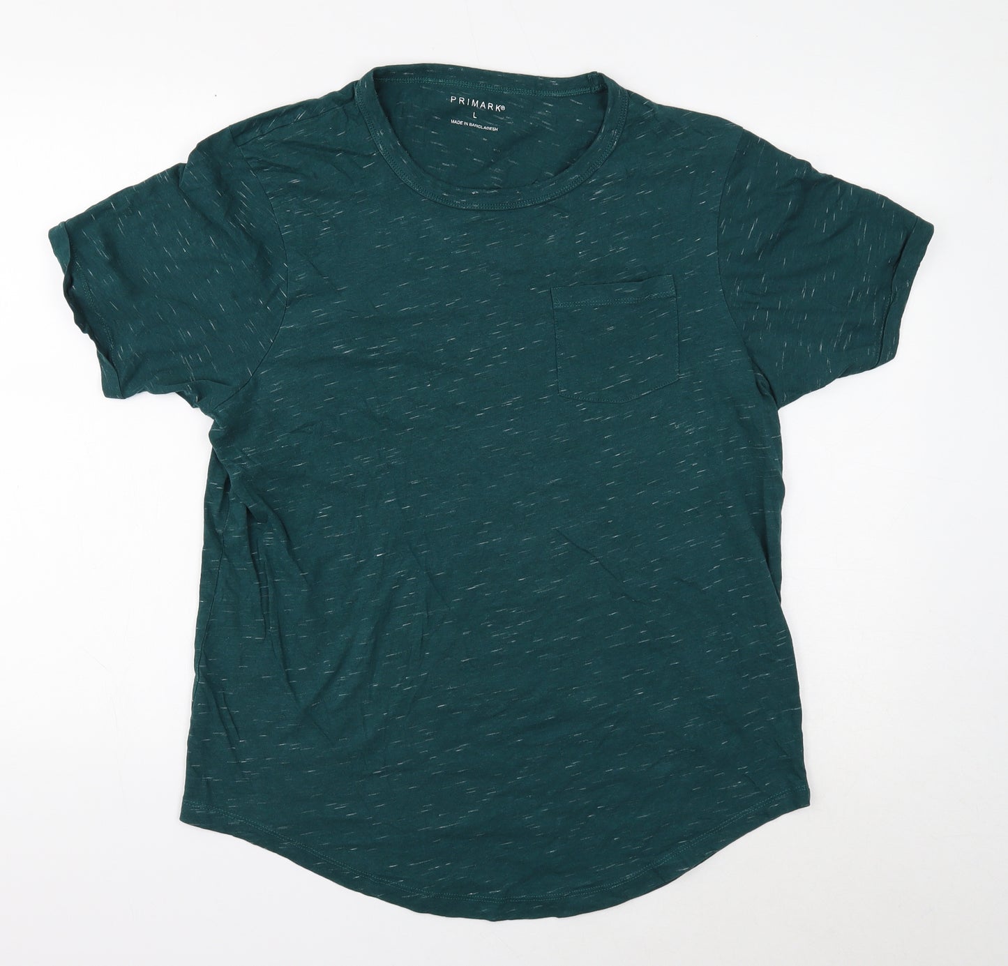 Primark Mens Green Cotton T-Shirt Size L Round Neck