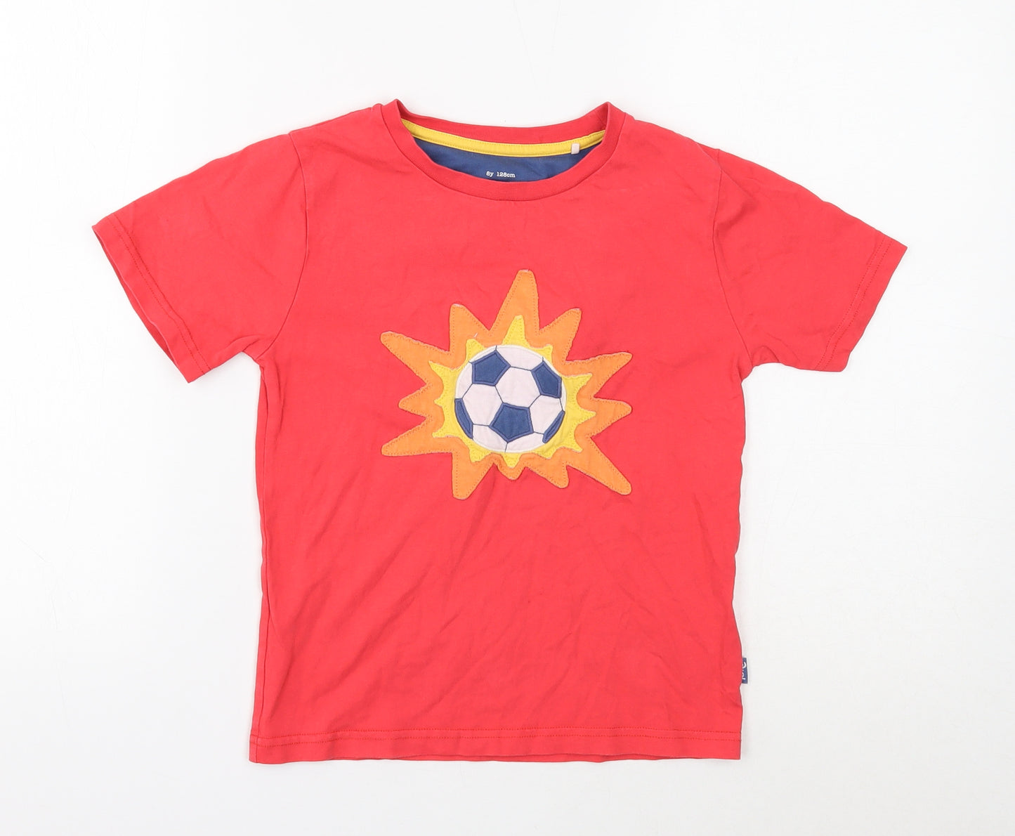 Kite Boys Red Cotton Basic T-Shirt Size 8 Years Round Neck Pullover - Football