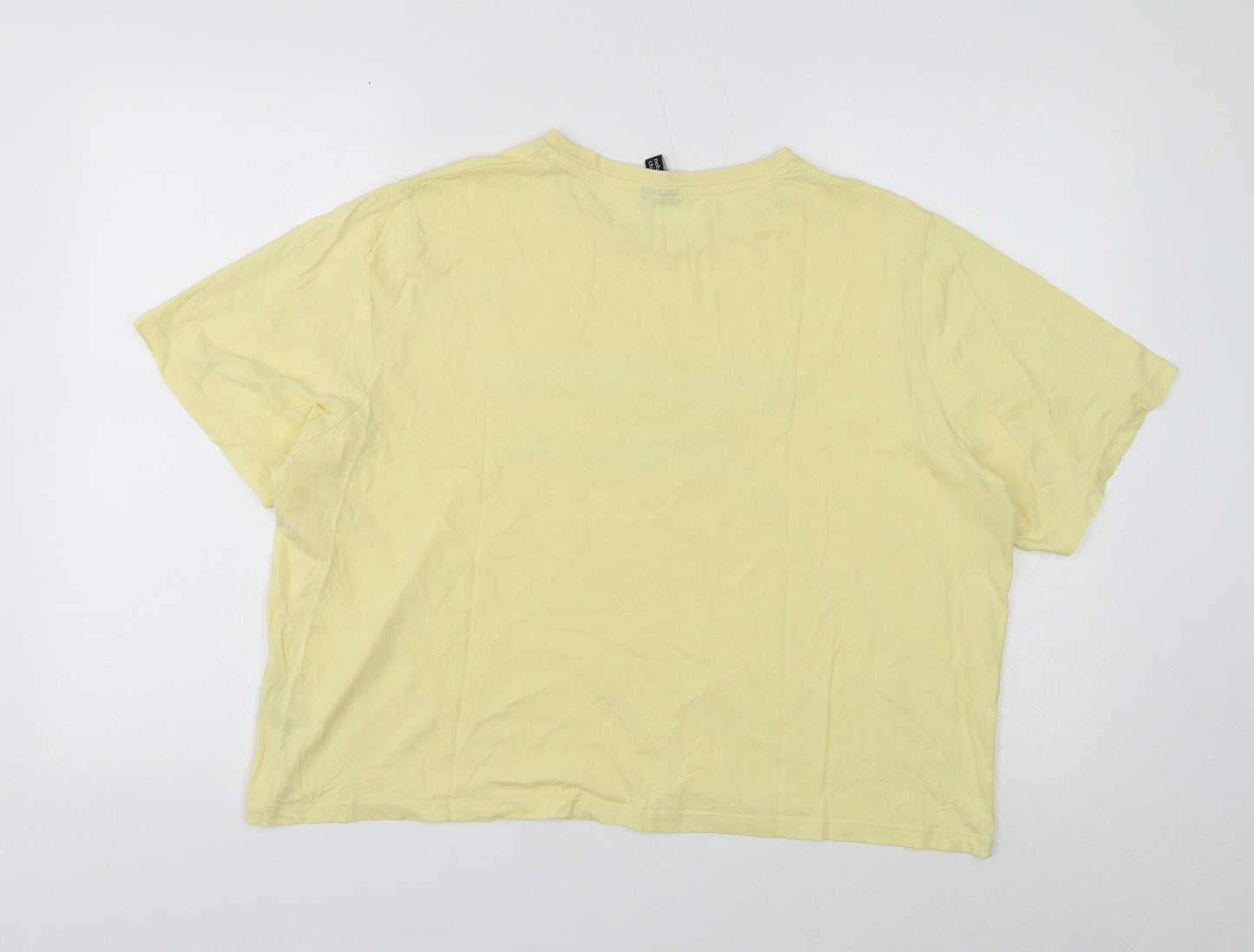 Nobody's Child Womens Yellow Cotton Basic T-Shirt Size L Round Neck