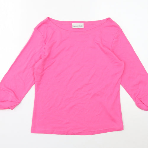 Essentials Womens Pink Round Neck Cotton Pullover Jumper Size 14