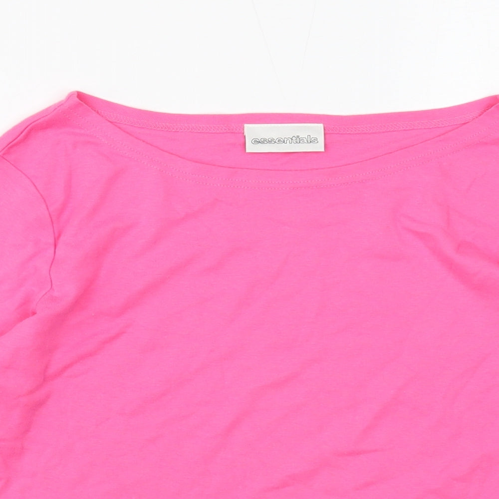 Essentials Womens Pink Round Neck Cotton Pullover Jumper Size 14
