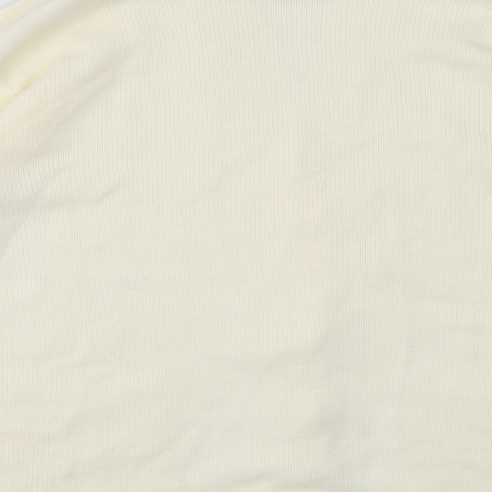 New Touch Womens White V-Neck Wool Cardigan Jumper Size M