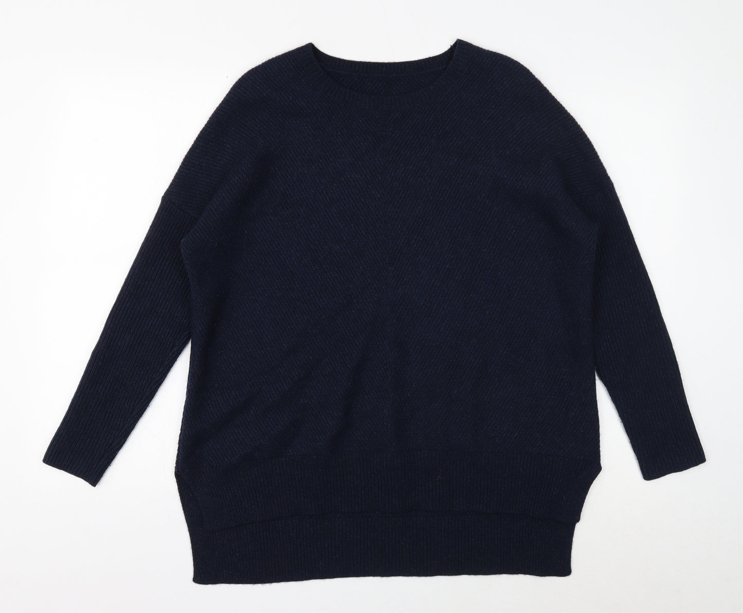 Preworn Womens Blue Round Neck Wool Pullover Jumper Size XS