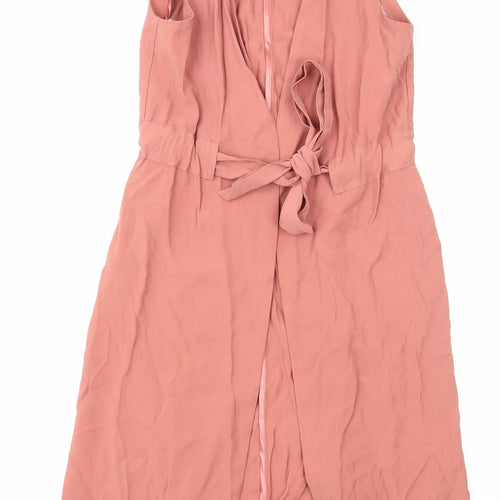 Primark Womens Orange Gilet Waistcoat Size 8 Tie - Longline