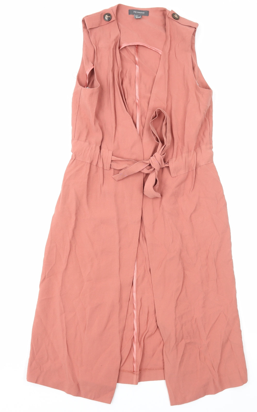 Primark Womens Orange Gilet Waistcoat Size 8 Tie - Longline