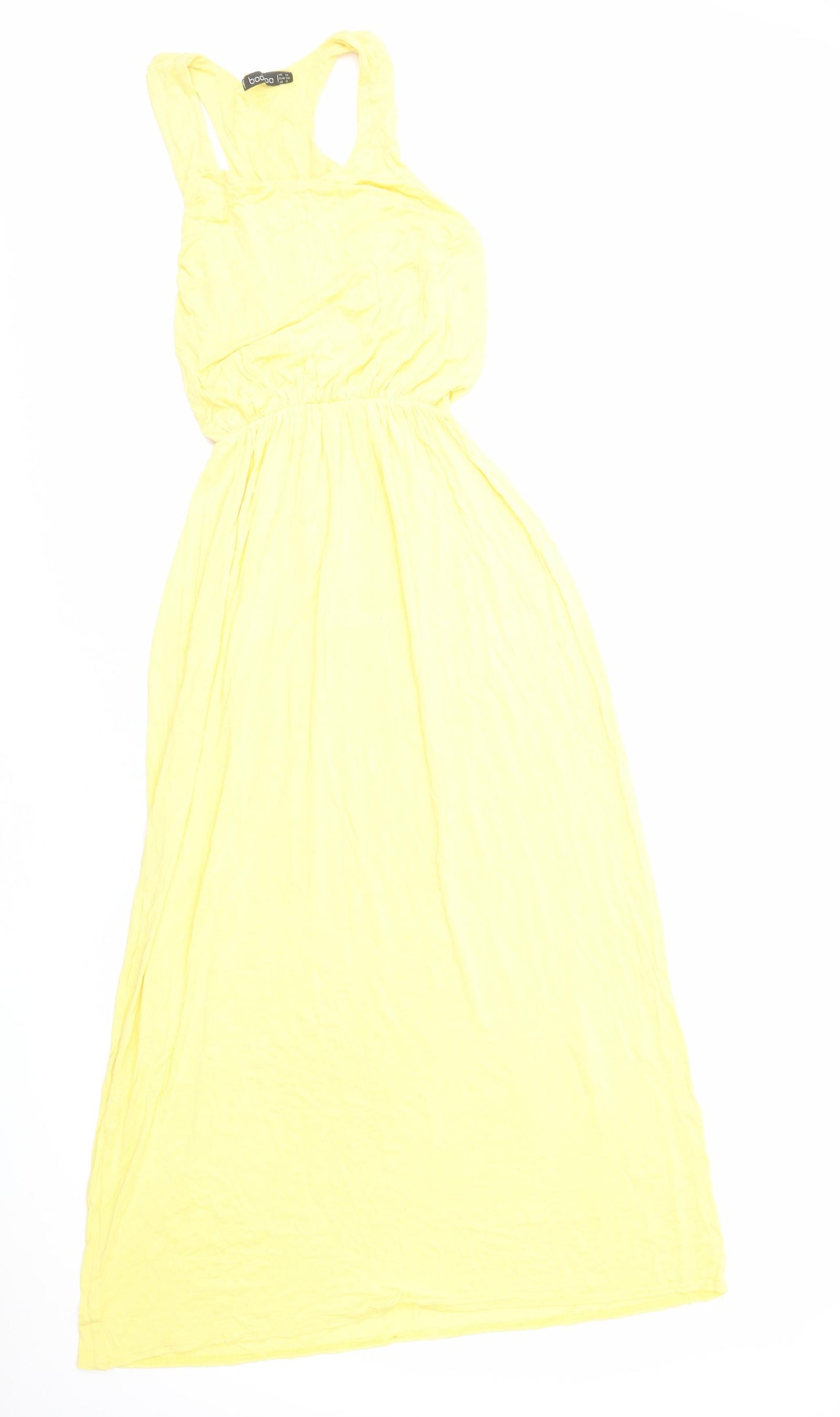 Boohoo Womens Yellow Viscose Maxi Size 10 Scoop Neck Pullover