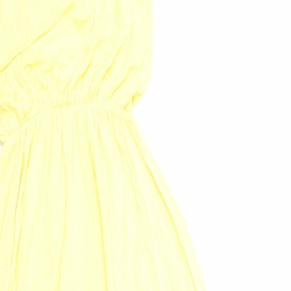 Boohoo Womens Yellow Viscose Maxi Size 10 Scoop Neck Pullover