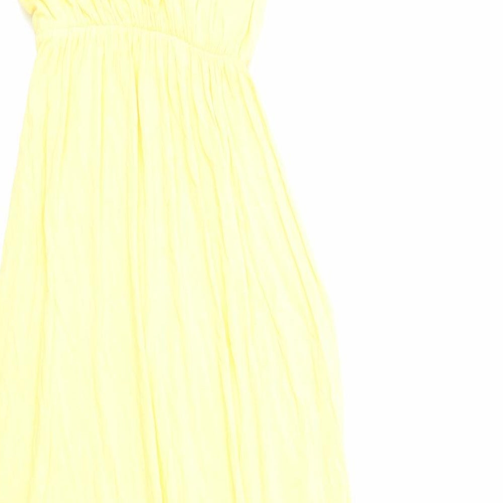 Boohoo Womens Yellow Viscose Maxi Size 10 Scoop Neck Pullover