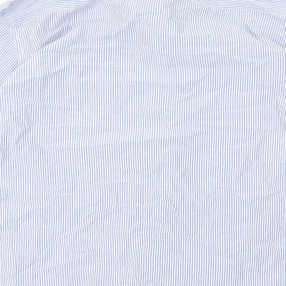 Preworn Mens Blue Striped Cotton Dress Shirt Size S Collared Button