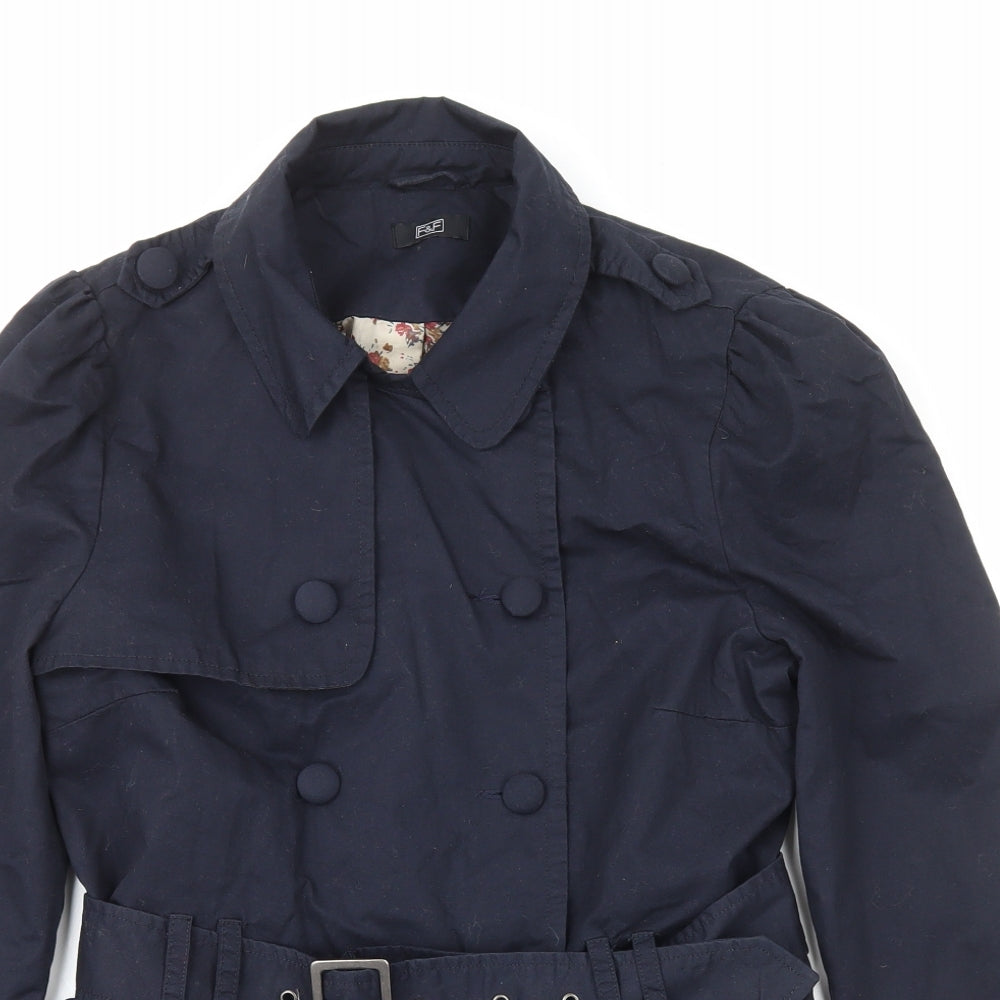 F&F Womens Blue Overcoat Jacket Size 12 Button