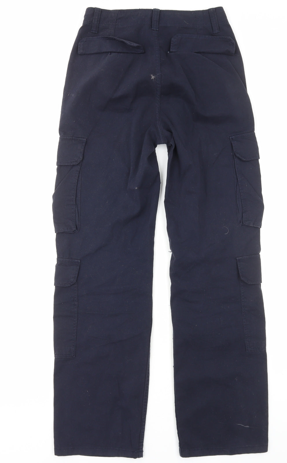 Bershka Womens Blue Cotton Cargo Trousers Size 6 Regular Zip