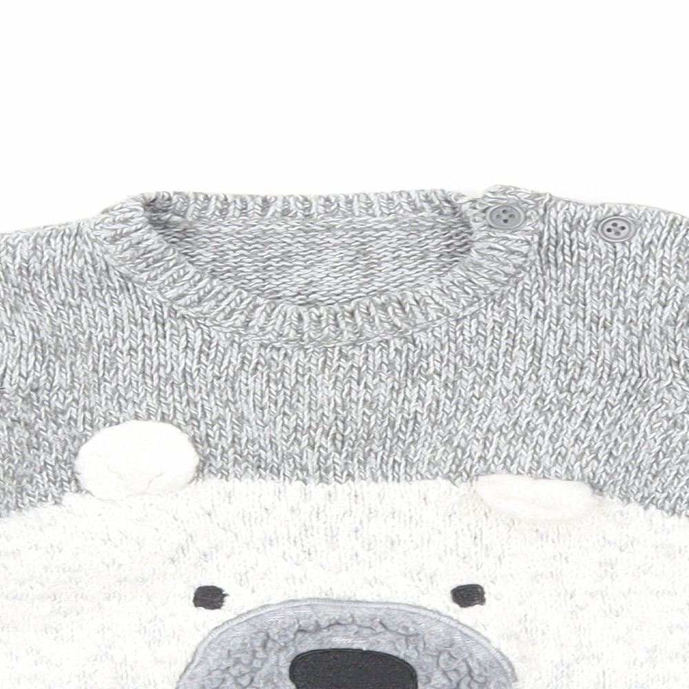 George Baby Grey Cotton Pullover Jumper Size 6-9 Months Pullover - Polar Bear