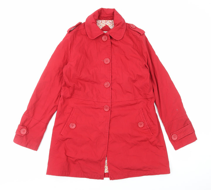 Moto Womens Red Pea Coat Coat Size 12 Button