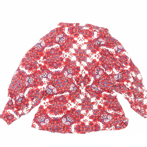 Gdg Actuel Womens Red V-Neck Paisley Viscose Tunic Jumper Size M