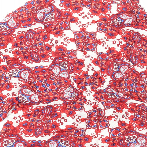Gdg Actuel Womens Red V-Neck Paisley Viscose Tunic Jumper Size M