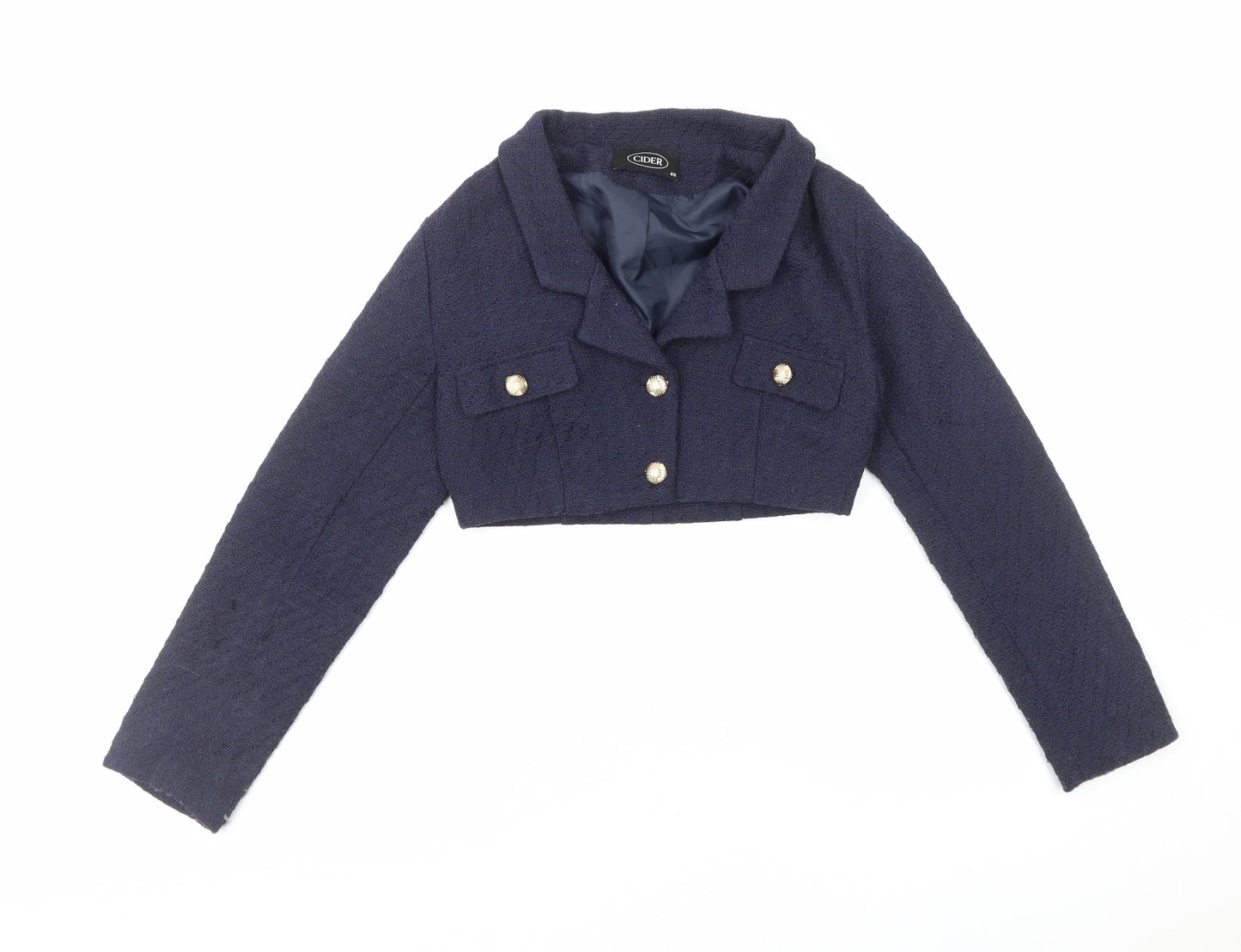 Cider Womens Blue Jacket Blazer Size XS Button - Cropped