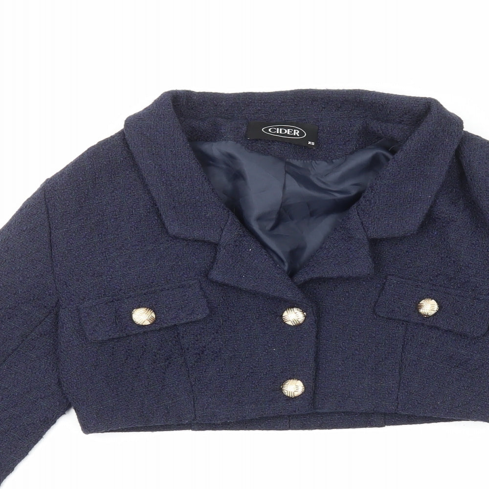 Cider Womens Blue Jacket Blazer Size XS Button - Cropped