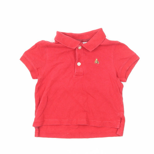 Gap Boys Red Cotton Basic Polo Size 6-9 Months Collared Pullover