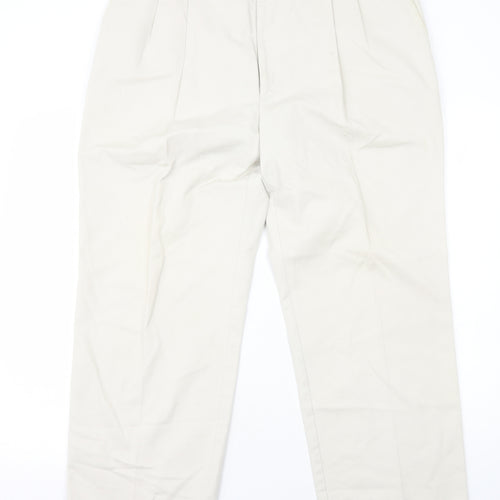 Haggar Mens Ivory Cotton Dress Pants Trousers Size XL L29 in Regular Zip