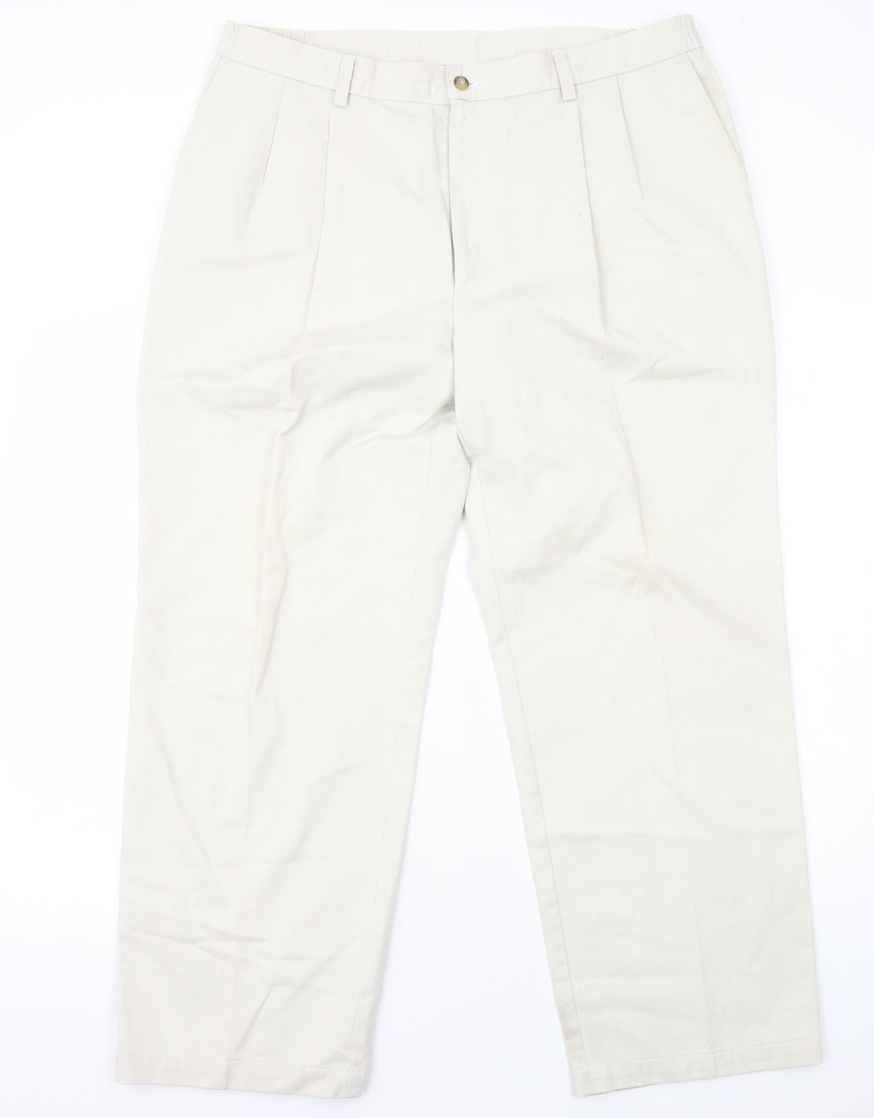 Haggar Mens Ivory Cotton Dress Pants Trousers Size XL L29 in Regular Zip