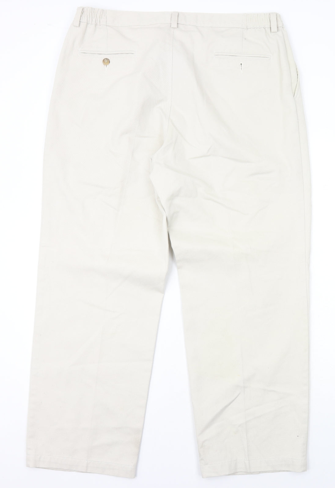 Haggar Mens Ivory Cotton Dress Pants Trousers Size XL L29 in Regular Zip