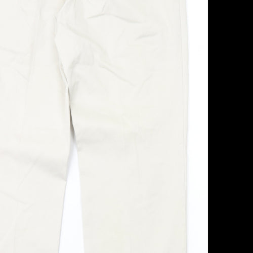 Haggar Mens Ivory Cotton Dress Pants Trousers Size XL L29 in Regular Zip