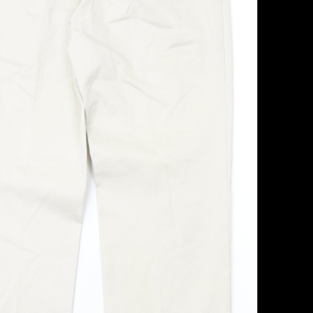 Haggar Mens Ivory Cotton Dress Pants Trousers Size XL L29 in Regular Zip