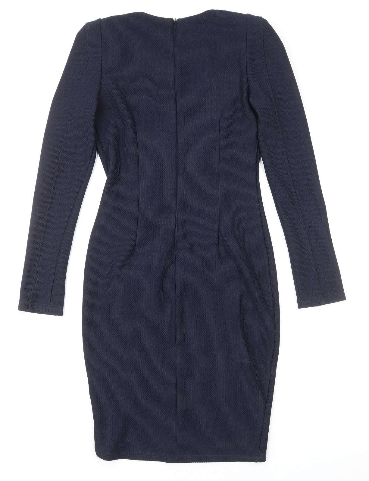 AX Paris Womens Blue Polyester Bodycon Size 12 V-Neck Zip