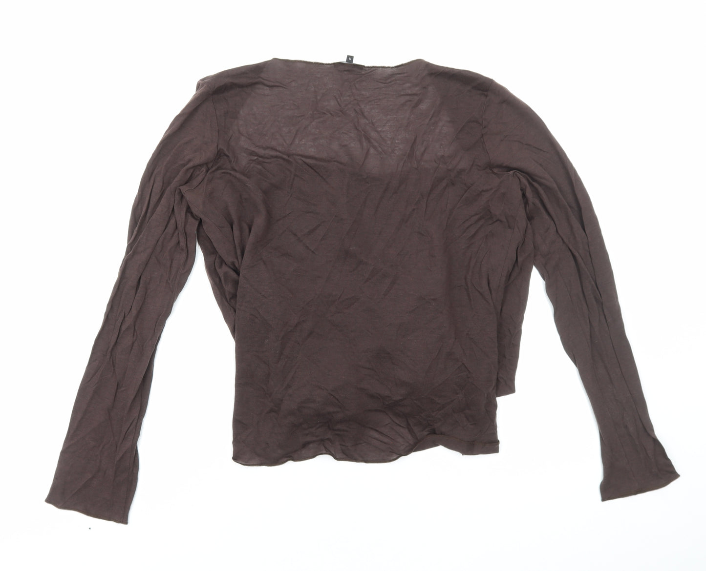Marks and Spencer Womens Brown Floral Lyocell Basic Blouse Size 16 Square Neck