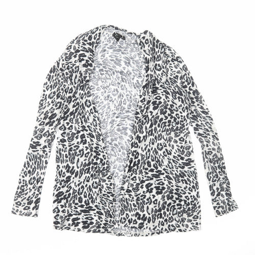 H&M Womens Grey V-Neck Animal Print Viscose Cardigan Jumper Size S