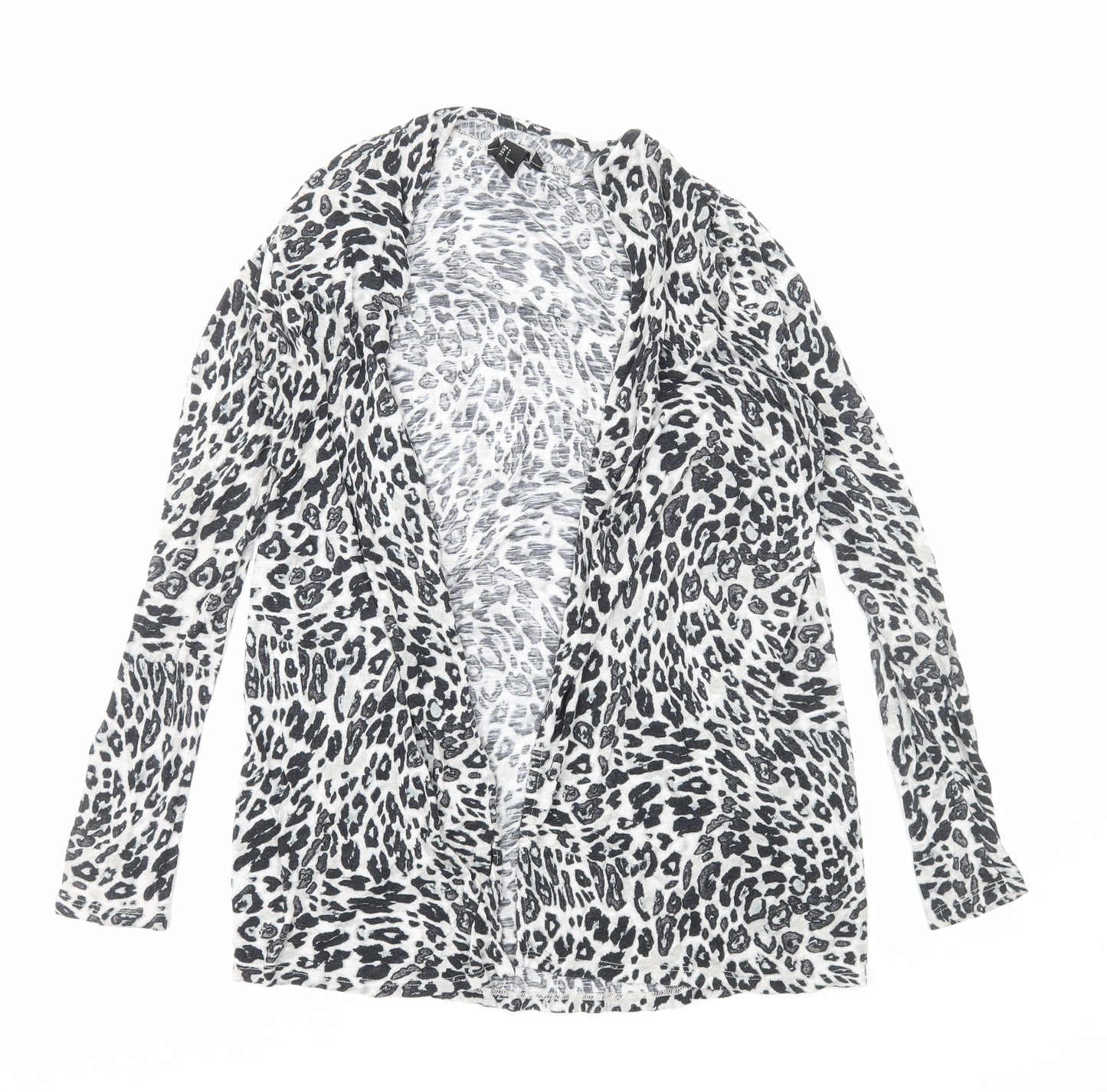 H&M Womens Grey V-Neck Animal Print Viscose Cardigan Jumper Size S