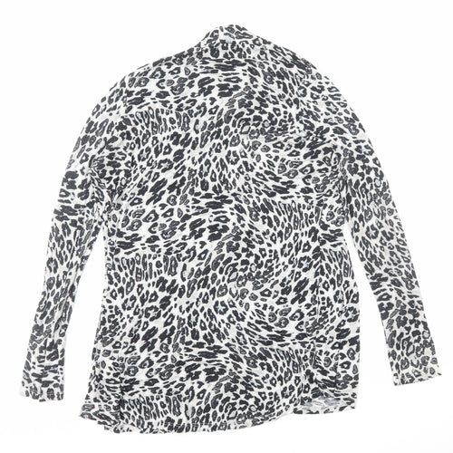 H&M Womens Grey V-Neck Animal Print Viscose Cardigan Jumper Size S