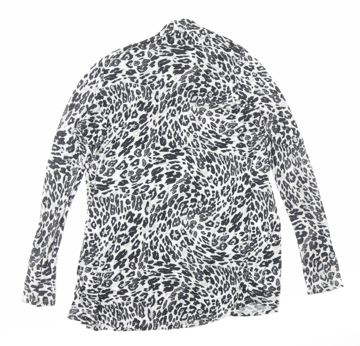 H&M Womens Grey V-Neck Animal Print Viscose Cardigan Jumper Size S