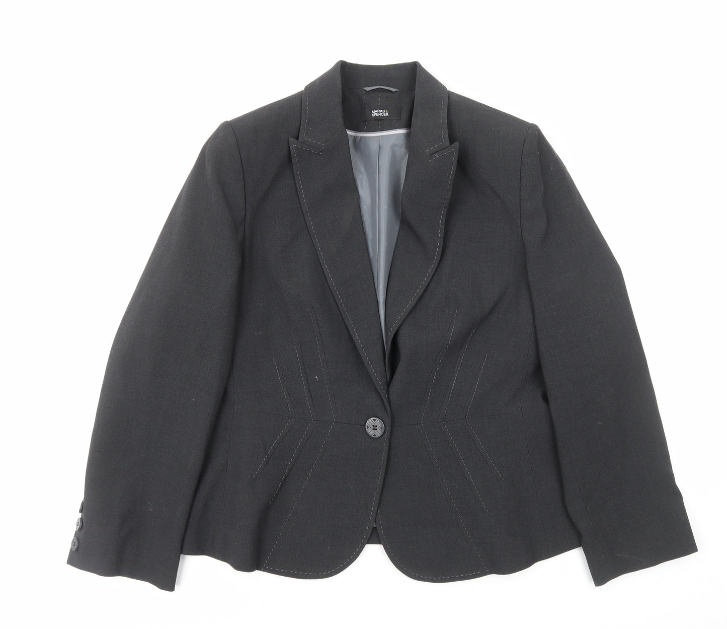 Marks and Spencer Womens Grey Polyester Jacket Suit Jacket Size M
