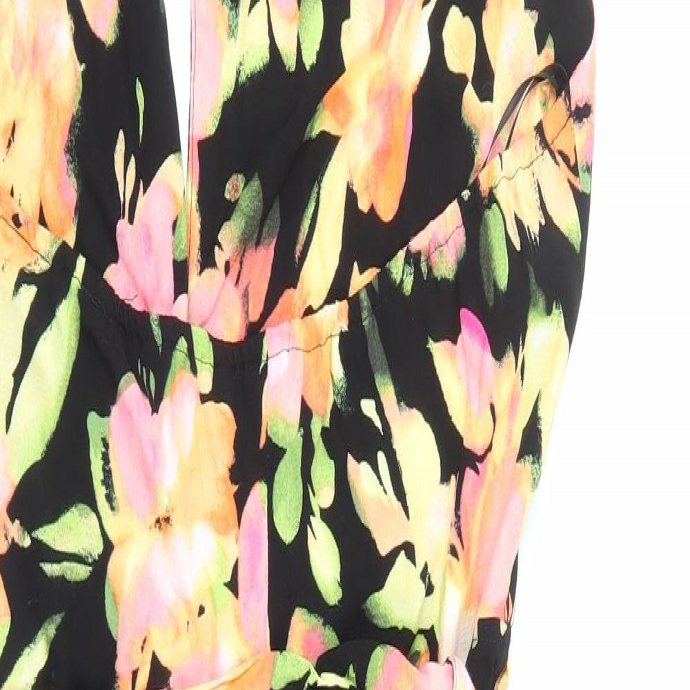 H&M Womens Multicoloured Floral Viscose A-Line Size M Halter Tie