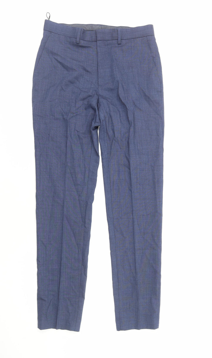 Marks and Spencer Mens Blue Polyester Tuxedo Suit Trousers Size S