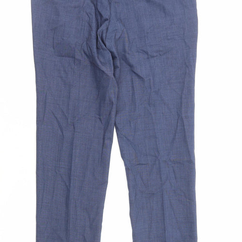Marks and Spencer Mens Blue Polyester Tuxedo Suit Trousers Size S