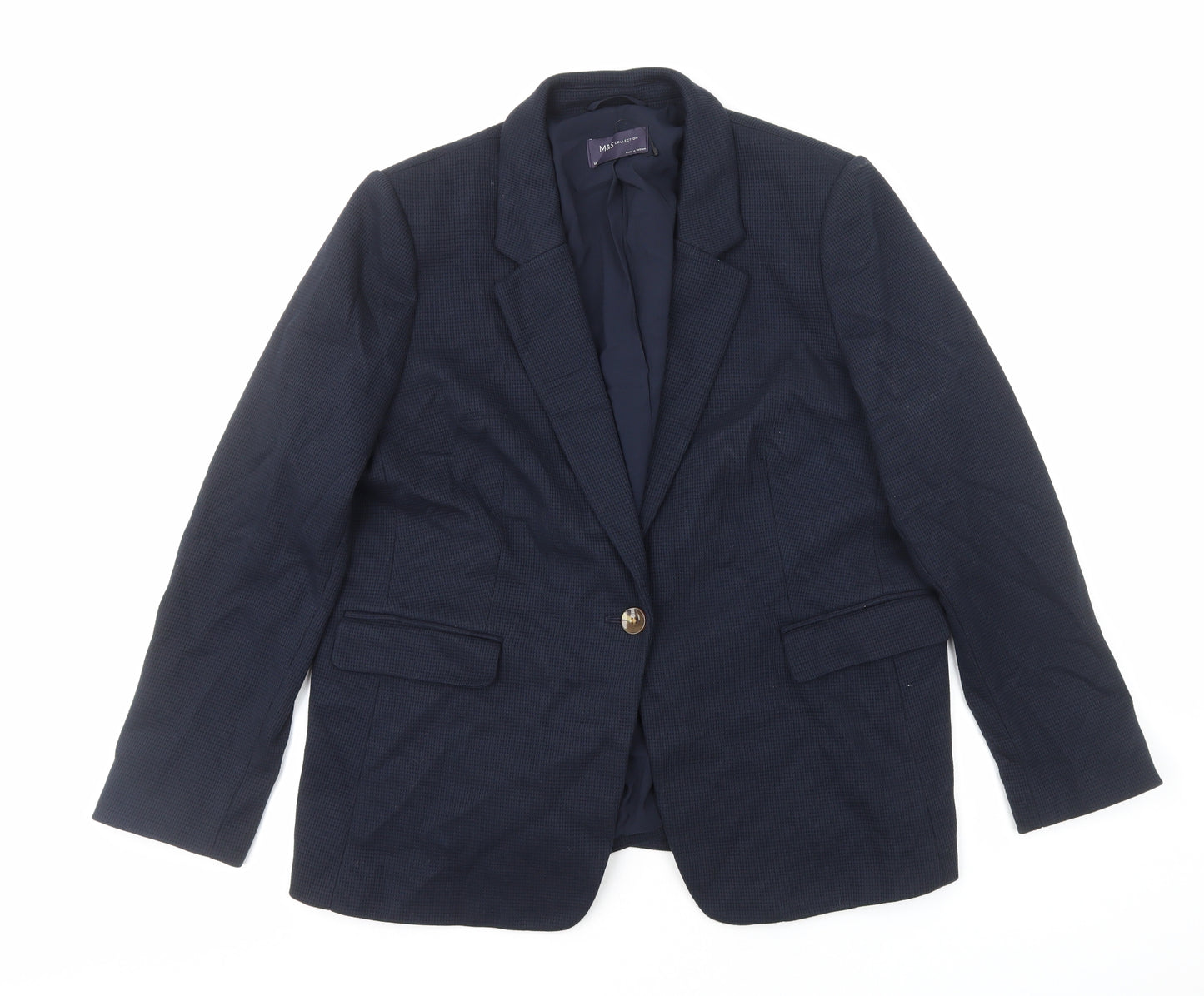 Marks and Spencer Womens Blue Cotton Jacket Suit Jacket Size 20